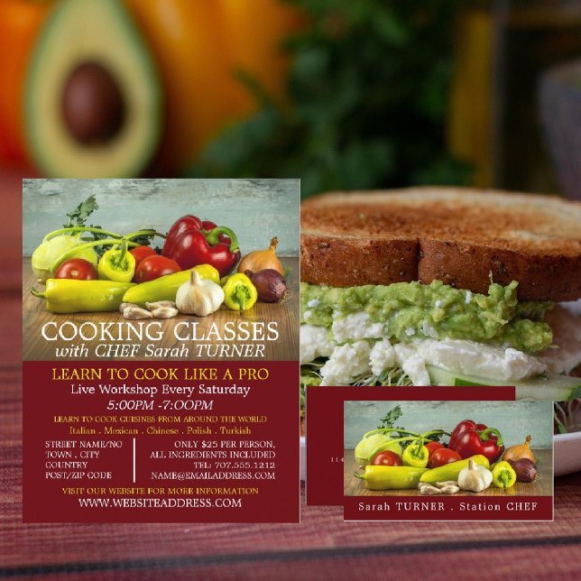 Pflanzliche Auswahl, Werbung für Kochkurse Flyer (Von Creator hochgeladen)