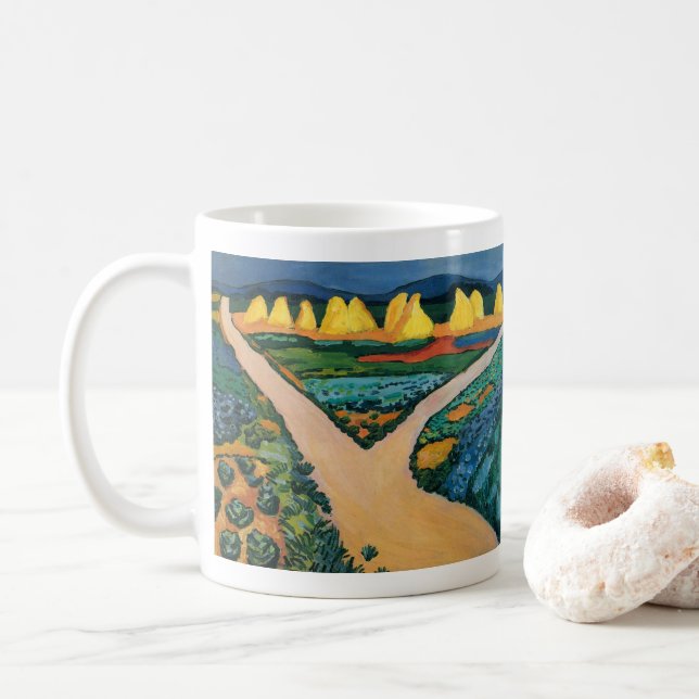 Pflanzliche Felder von August Macchia, Vintage Kun Kaffeetasse (Mit Donut)