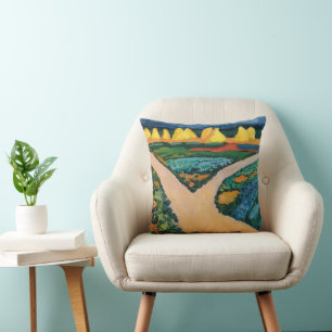 Pflanzliche Felder von August Macchia, Vintage Kun Kissen