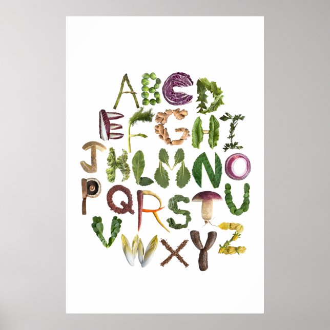 Pflanzliches Alphabet Kinderposter Poster (Vorne)