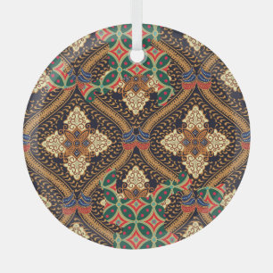 Pflanzliches indonesisches Batik: Charakteristisch Ornament Aus Glas