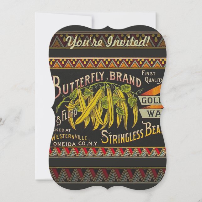 Pflanzliches Land mit String Bean Einladung (Vorderseite)