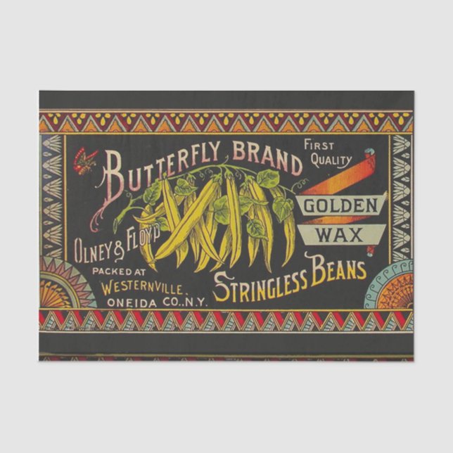 Pflanzliches Land mit String Bean Seidenpapier (Vorderseite)