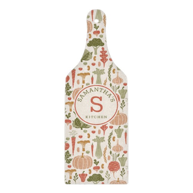 Pflanzliches Muster Personalisierter vegetarischer Schneidebrett (Vorderseite)