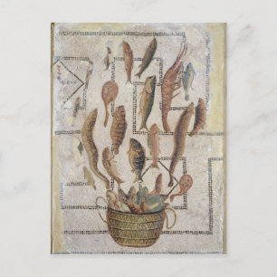 Pflaster, auf dem Fische dargestellt sind, die aus Postkarte