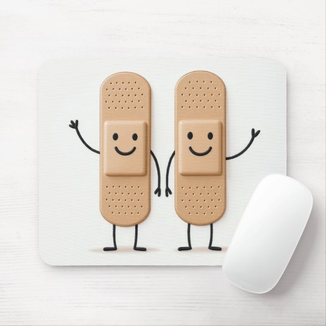 Pflaster-Stickfigur-Paar winkend Mousepad (Mit Mouse)