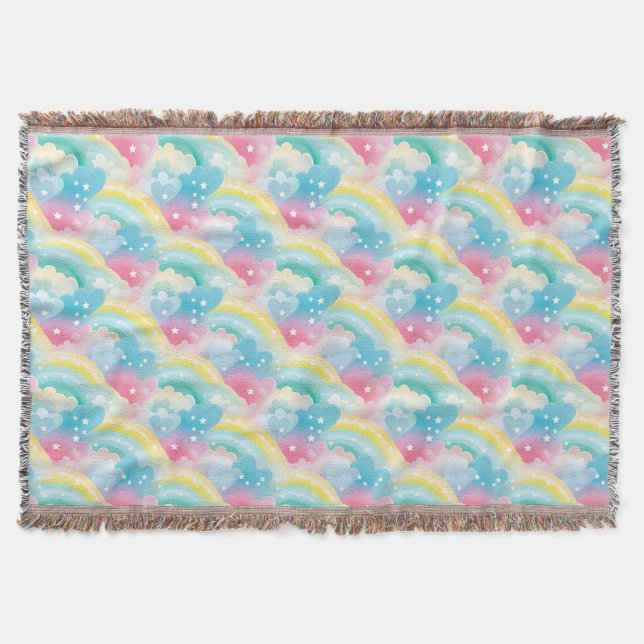 Pflastermuster mit Herz und Regenbogen Decke (Vorderseite)