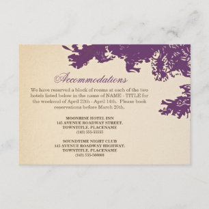 Pflaume alter Baum vintage Hochzeitsunterkunft Des Begleitkarte