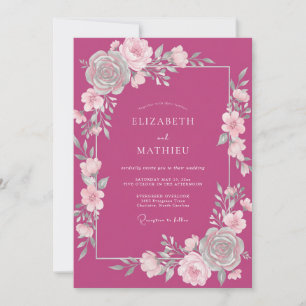 Pflaume Ätherische Florale Umarmung Hochzeit Einladung