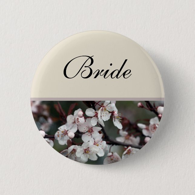 Pflaume-Blumen-Hochzeitsknopf Button (Vorderseite)