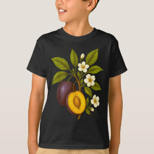 Pflaume Botanische Frucht Grafik Obstgarten Farm N T-Shirt