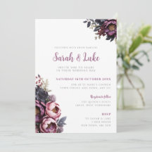 Pflaume Burgunder Florale Hochzeitseinladung