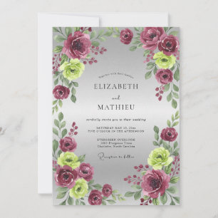 Pflaume Chartreuse Blütenblatt Hochzeit Einladung