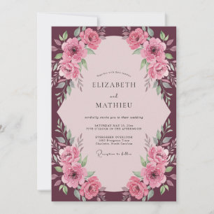 Pflaume Dusty Pink Blütenhochzeit Einladung