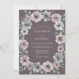 Pflaume Floral Enchantment Hochzeit Einladung