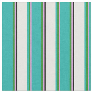 Pflaume, Forest Green, Light Sea Green, White & Bl Stoff