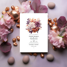 Pflaume, Grau, Kupfer und Dusty Rose Blumenhochzei