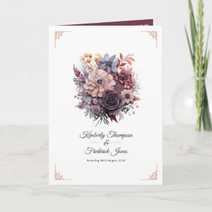 Pflaume, Grau, Kupfer und Dusty Rose Blumenhochzei Programm