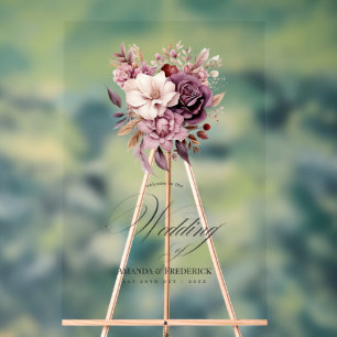 Pflaume, Grau, Kupfer und Dusty Rose Hochzeit will Acrylschild