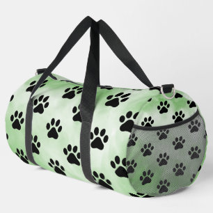 Pflaume Grüne Schwarze Pfotenabdruck Monogramm per Duffle Bag