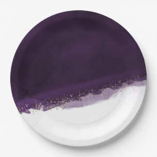 Pflaume Lila Aquarell & Gold Modern Chic Elegant Pappteller