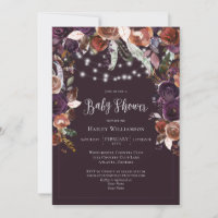 Pflaume, Lila, Gold Blumen-Lichterkette Baby Showe