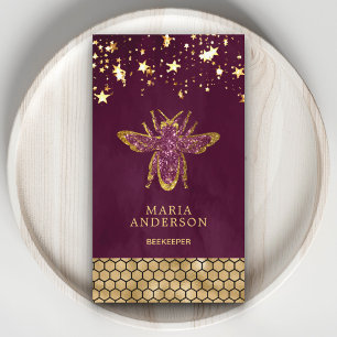 Pflaume Lila Gold Glitter Honigbiene Imker Visitenkarte