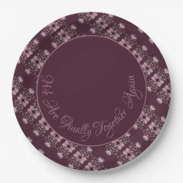 Pflaume Lila mit Dusty Rose Script Typografie Pappteller