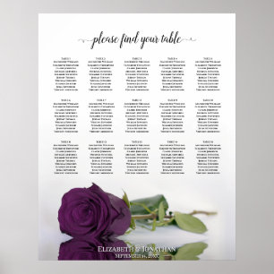 Pflaume Lila Rose 15 Tisch Hochzeit Sitzplan Poster
