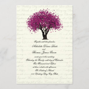 Pflaume Lila Tree Dancing Blooms Wedding Einladung