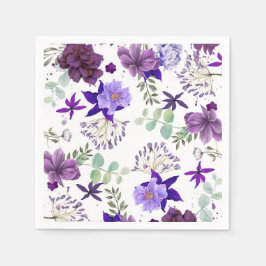 Pflaume Lila und violette Blume Elegante Feier Serviette
