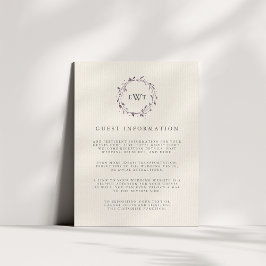 Pflaume | Monogram Wreath Wedding Guest Details Einladung