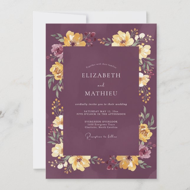 Pflaume Moody Ernte Hochzeit Einladung (Vorderseite)