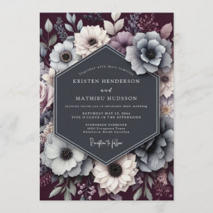 Pflaume Nocturnal Anemone Hochzeit Einladung