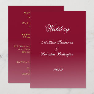 Pflaume Noir Abend- oder Nacht- Hochzeit klassisch Einladung