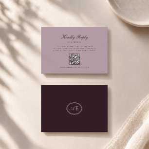 Pflaume Noir Estate Monogramm QR RSVP Karte