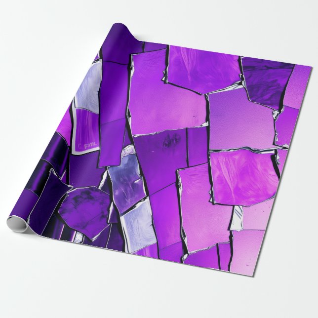 Pflaume Noir Glitch Glam Metallic Textur Geschenkpapier (Ungerollt)