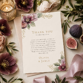 Pflaume & Olive Botanische Hochzeit Danke Karte