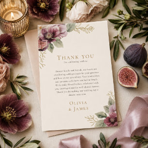 Pflaume & Olive Botanische Hochzeit Danke Karte