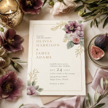 Pflaume & Olive Botanische Hochzeitseinladung
