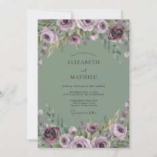 Pflaume Oliven Blüten Hochzeit Einladung