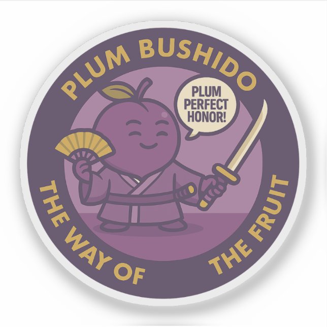 Pflaume Perfekter Ehren-Samurai-Frucht  Aufkleber (Vorderseite)