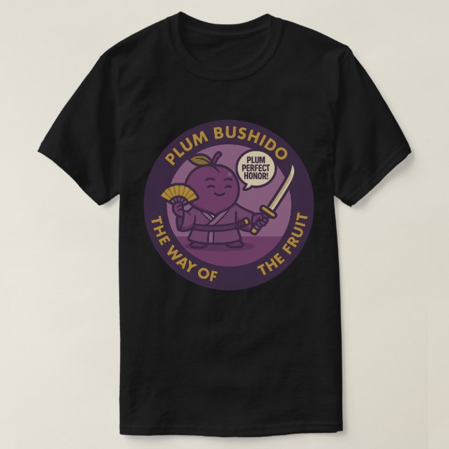 Pflaume Perfekter Ehren Samurai Frucht T-Shirt (Design vorne)