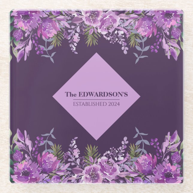 Pflaume Perfektion: Gartengarten Glamour Glasuntersetzer (Vorderseite)