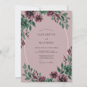 Pflaume Pfingstrose Mauve Hochzeit Einladung