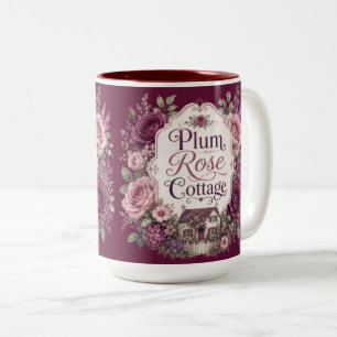 Pflaume-Rosen-Cottage-Akzent-Tasse Zweifarbige Tasse