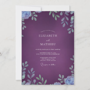 Pflaume-Schiefer-Blatt-Hochzeit Einladung