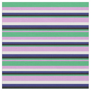 Pflaume, Sea Green, Black, Midnight Blue und White Stoff