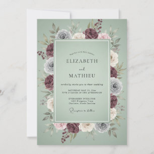 Pflaume Silber Kranz Hochzeit Einladung