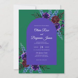 Pflaume Smaragd-Blüten-Hochzeit Einladung